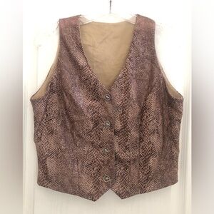 Vintage Banjo Country Western Faux Snake Skin Vest MED button front Rodeo cowboy